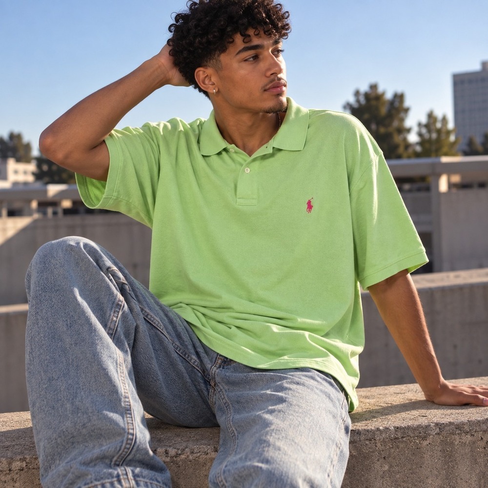 Polo Ralph Lauren Iconic Mesh Polo Shirt Men XXL Classic Fit Neon Bright Green